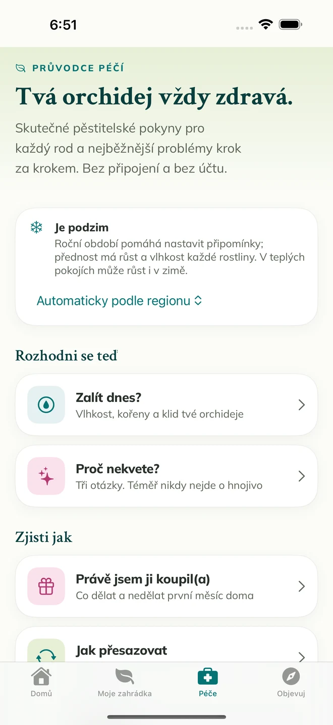 Nástroje a průvodci péčí v aplikaci FloraFlor