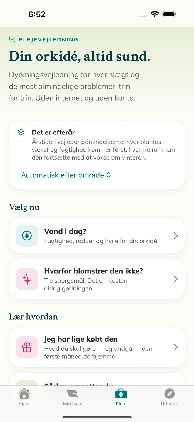 Plejeværktøjer og vejledninger i FloraFlor