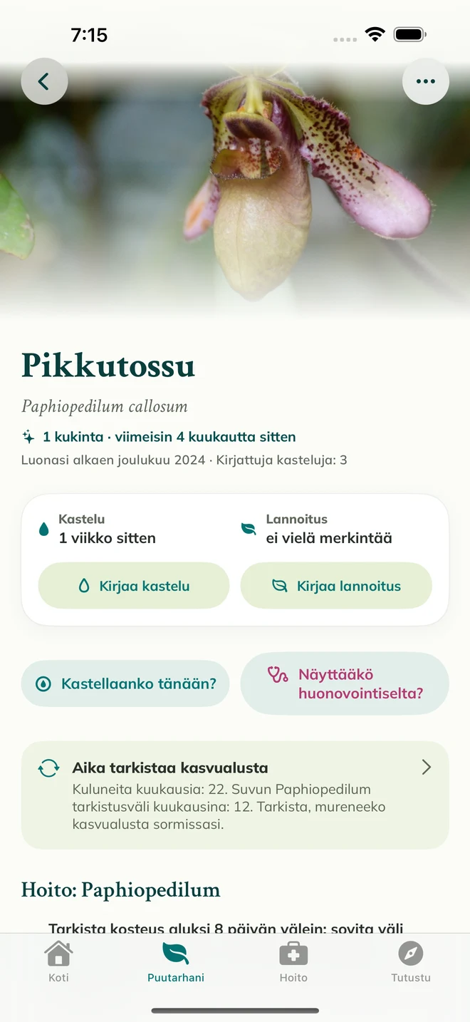 Orkidean tiedot ja päiväkirja FloraFlorissa