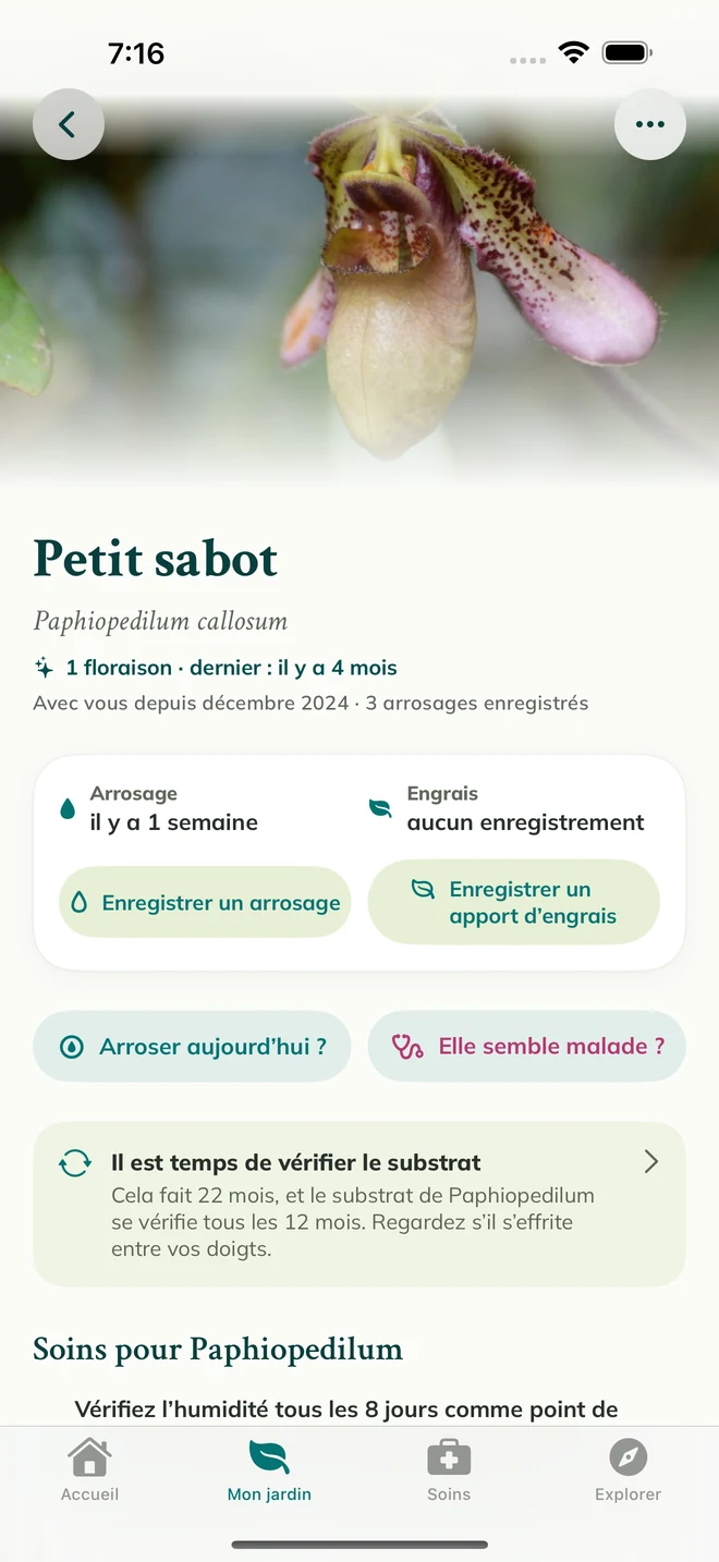 La fiche et le journal d’une orchidée dans FloraFlor