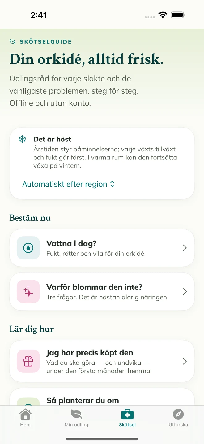 Skötselverktyg och guider i FloraFlor
