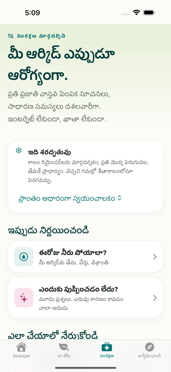 FloraFlorలో సంరక్షణ పరికరాలు, మార్గదర్శకాలు